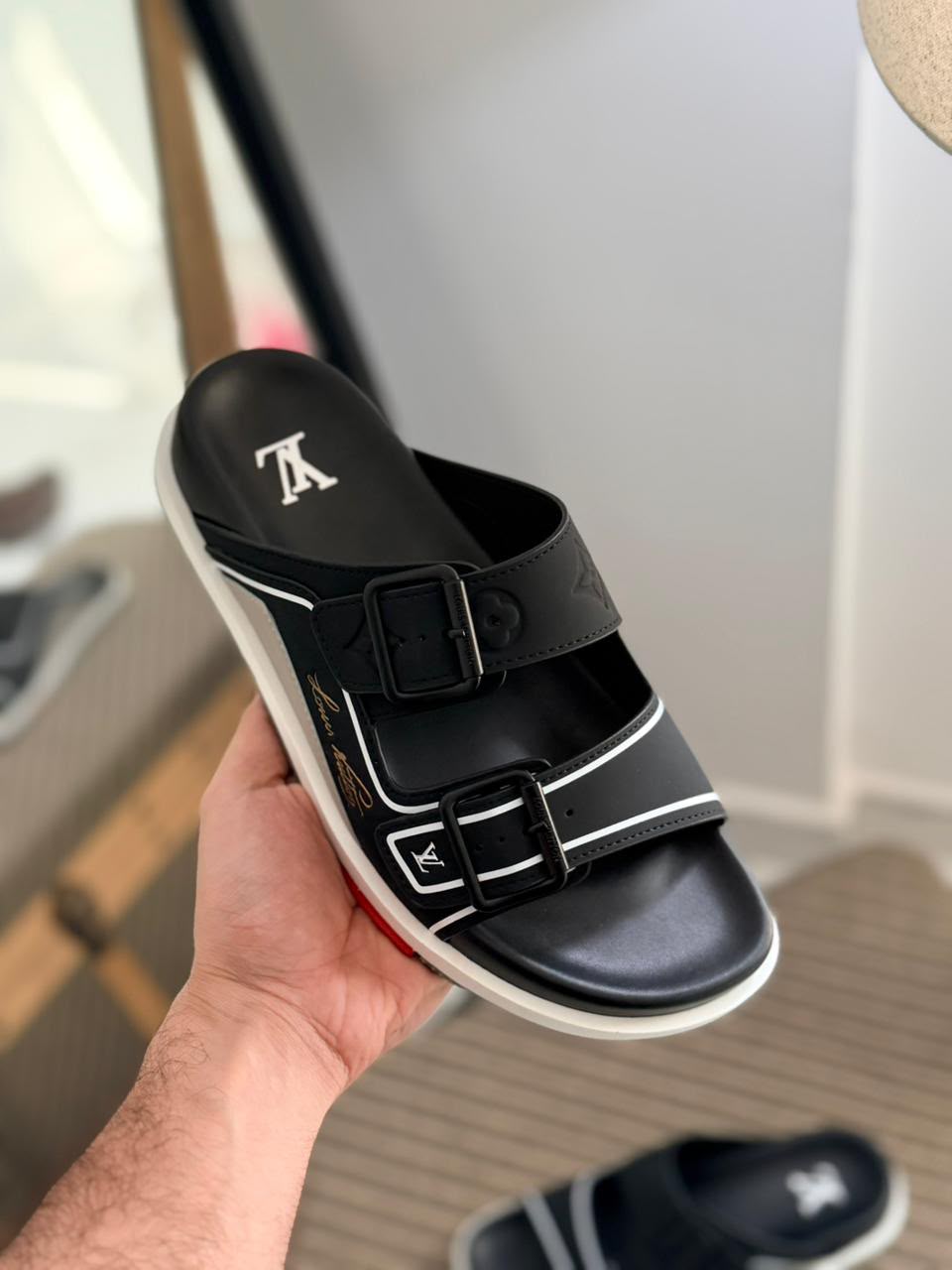 LV Double-Buckle Slide Sandals