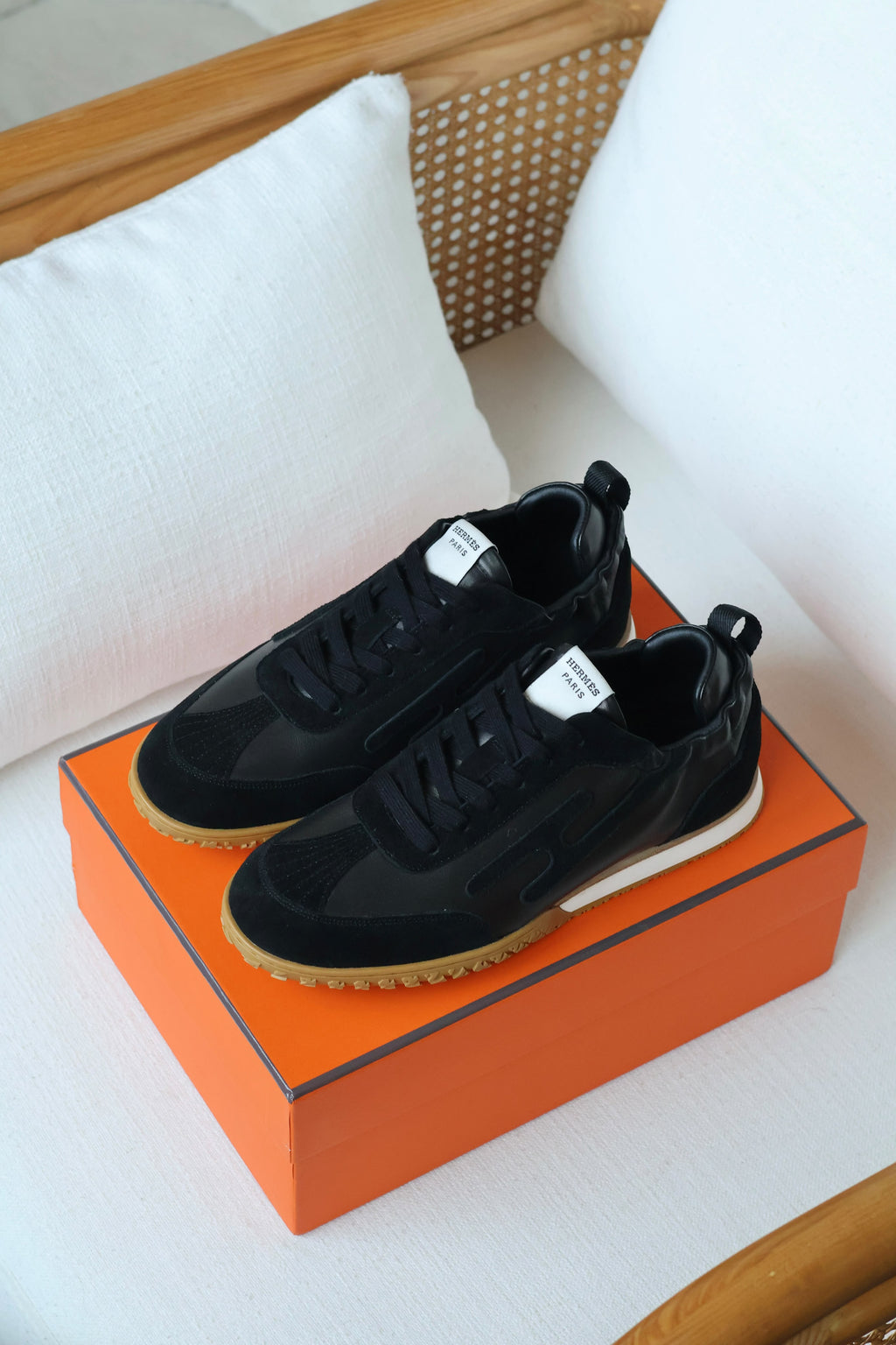 HERMES H-Panel Lace-Up Sneakers