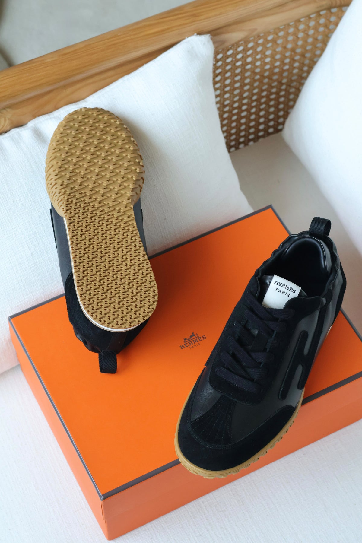 HERMES H-Panel Lace-Up Sneakers