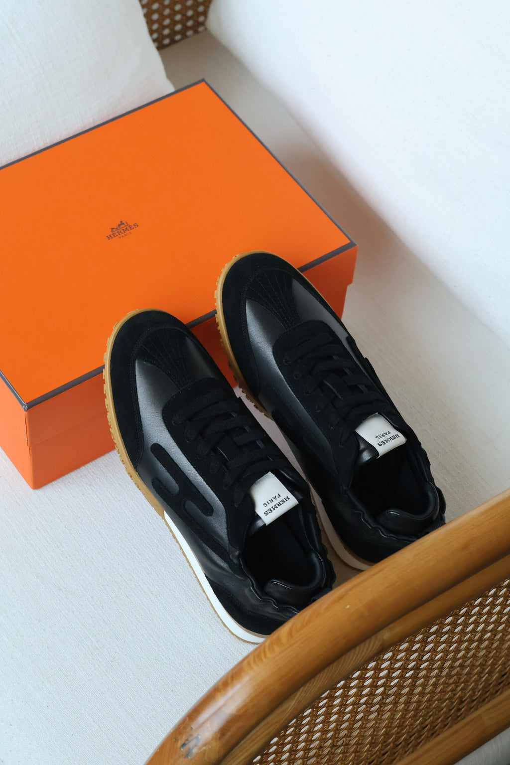 HERMES H-Panel Lace-Up Sneakers