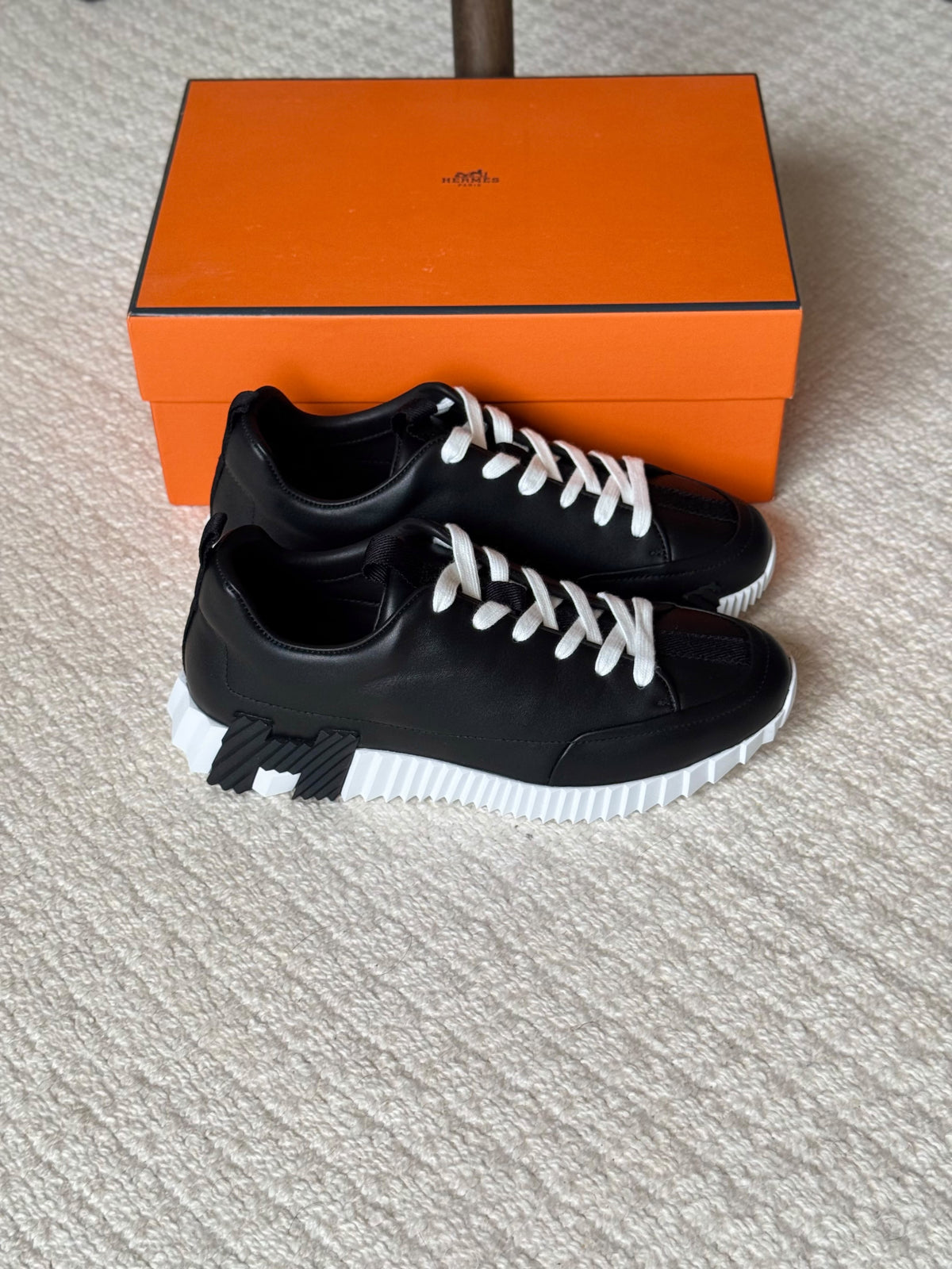 HERMES Centre-Stripe Lace-Up Sneakers