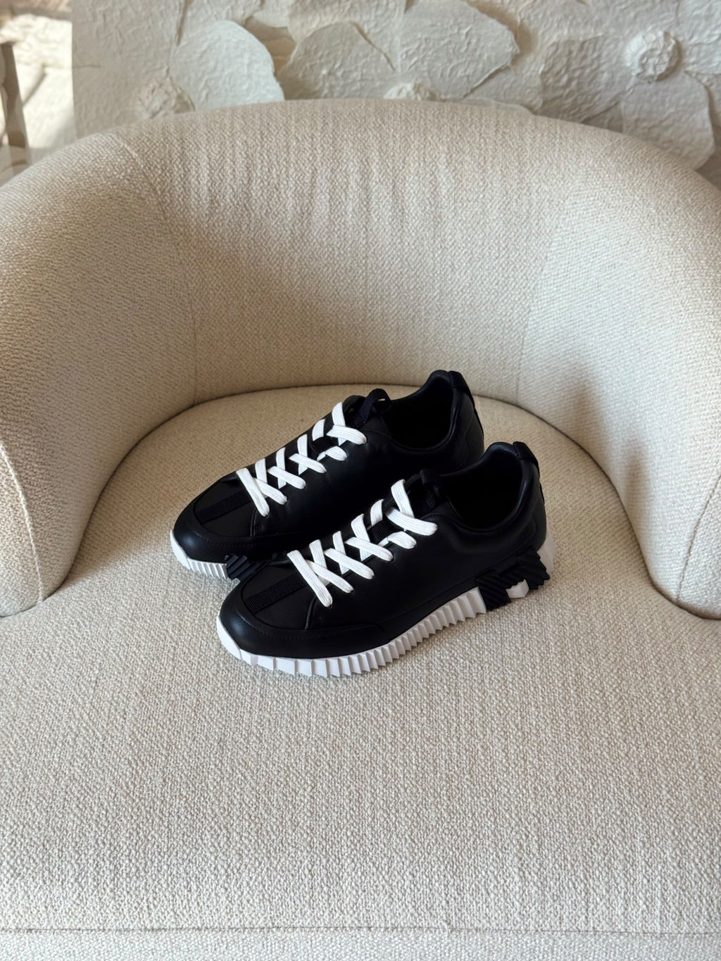 HERMES Centre-Stripe Lace-Up Sneakers