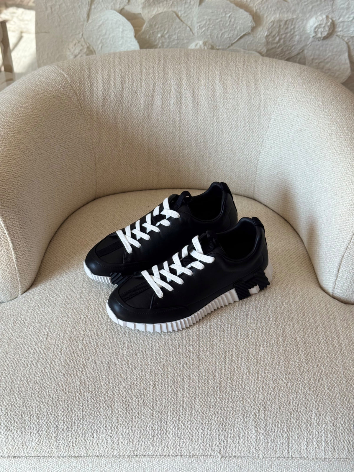HERMES Centre-Stripe Lace-Up Sneakers