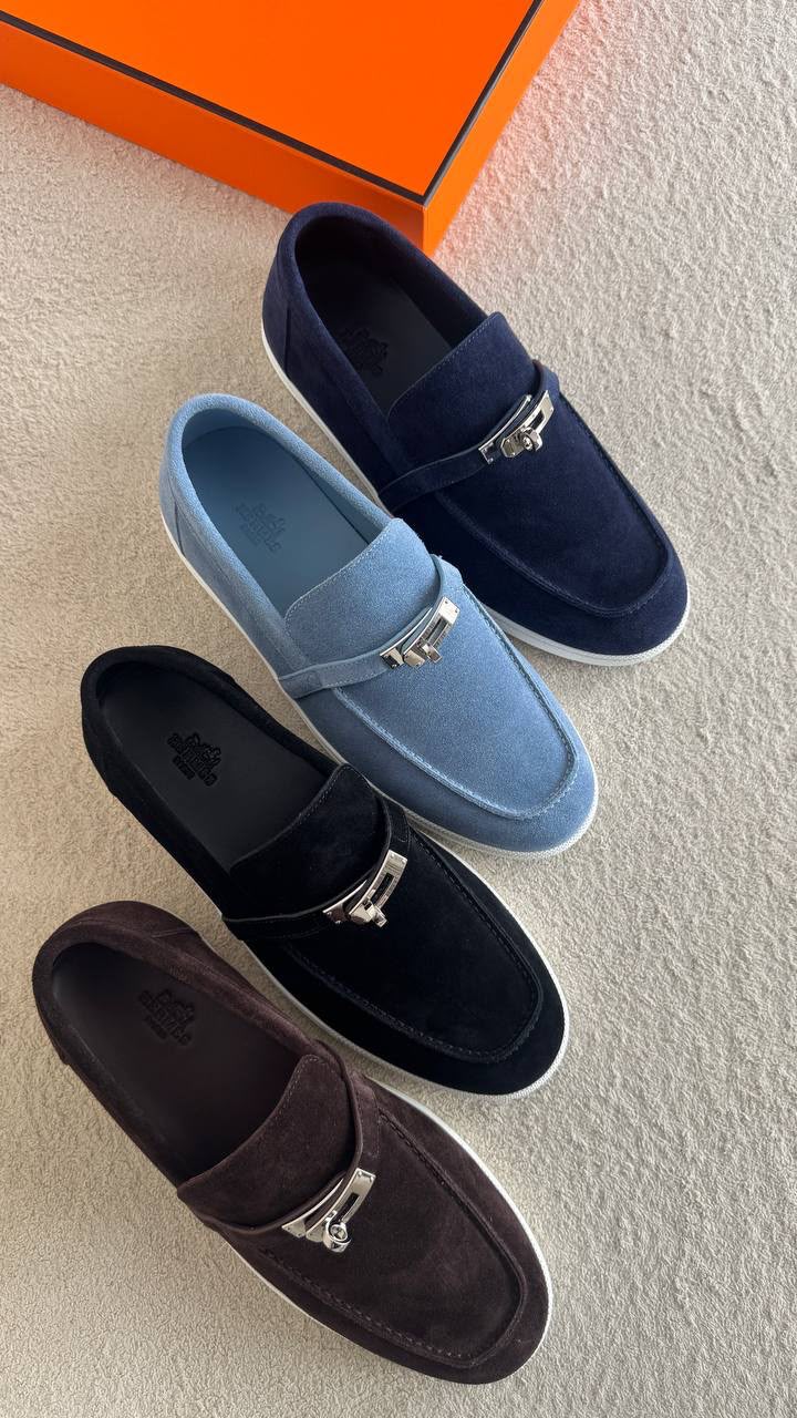 HERMES Metal-Clasp Loafers