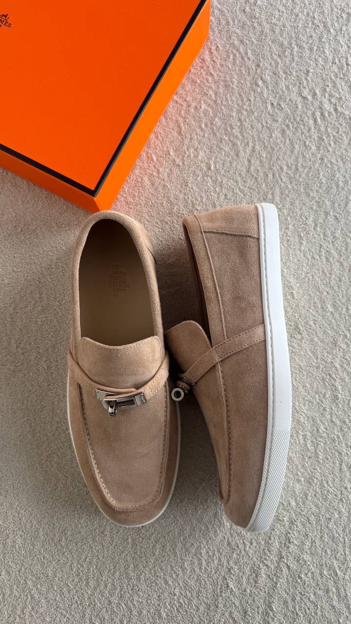 HERMES Metal-Clasp Loafers
