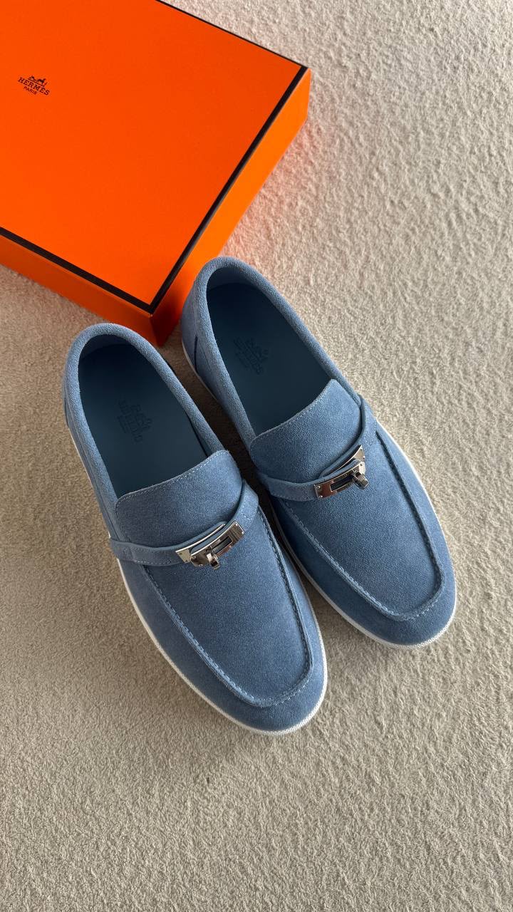 HERMES Metal-Clasp Loafers