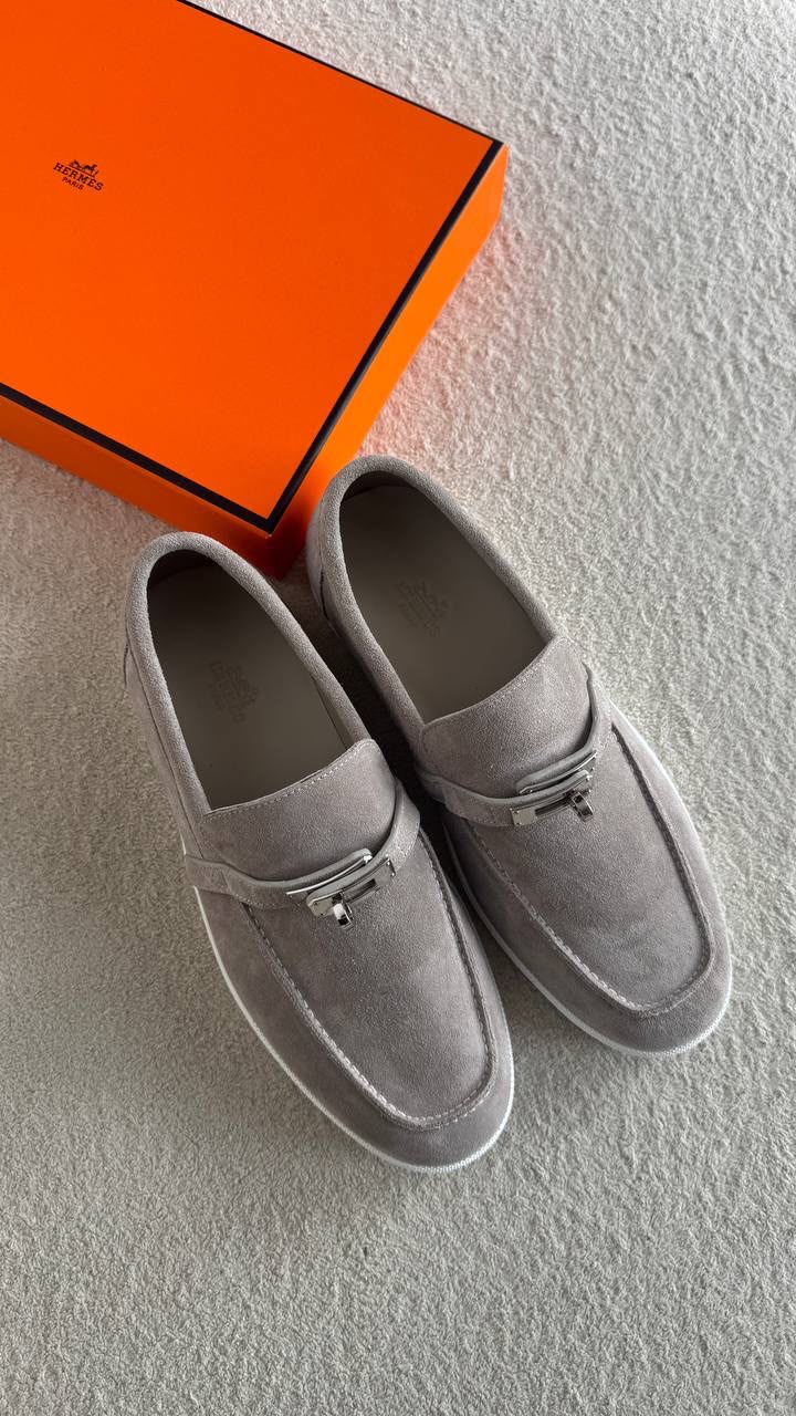 HERMES Metal-Clasp Loafers