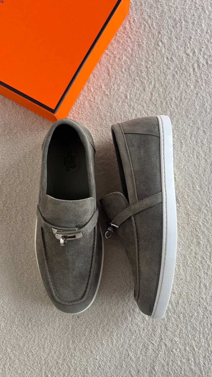 HERMES Metal-Clasp Loafers