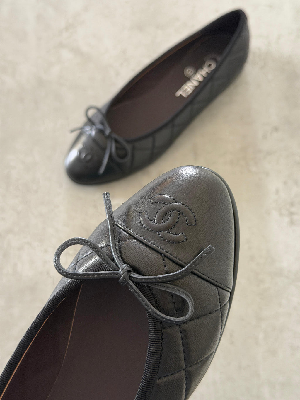 CHANEL Quilted Bow Ballet Flats