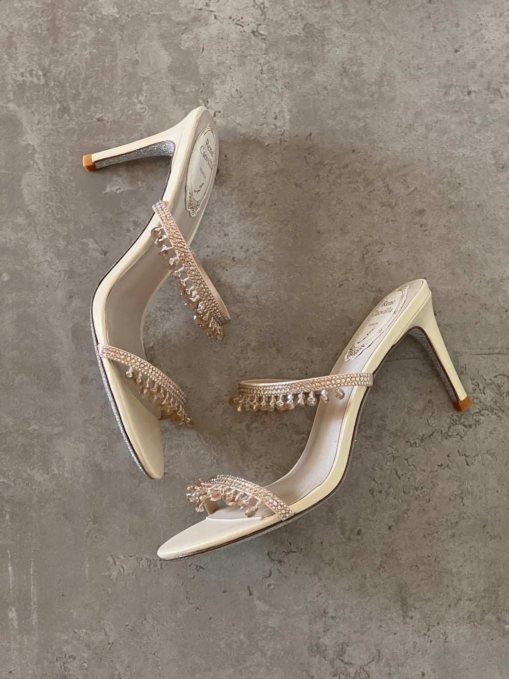 Rene Caovilla Crystal-Drop Heeled Mules