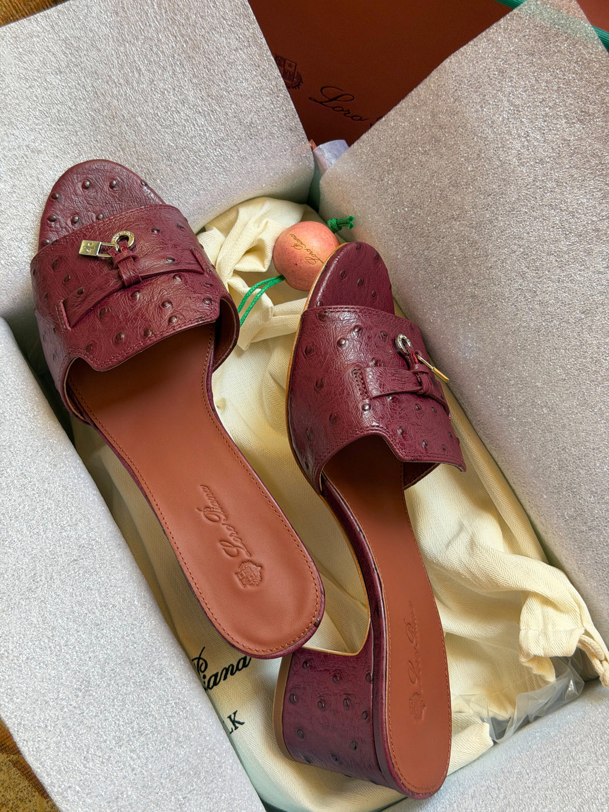 Loro Piana Textured Charm Block-Heel Mules