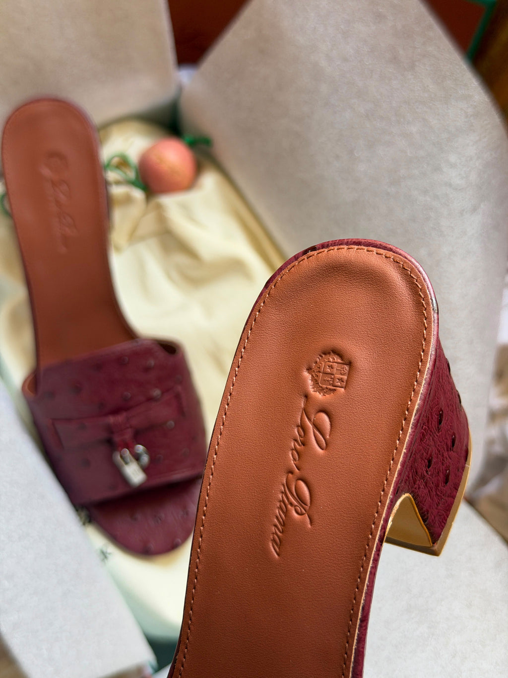 Loro Piana Textured Charm Block-Heel Mules