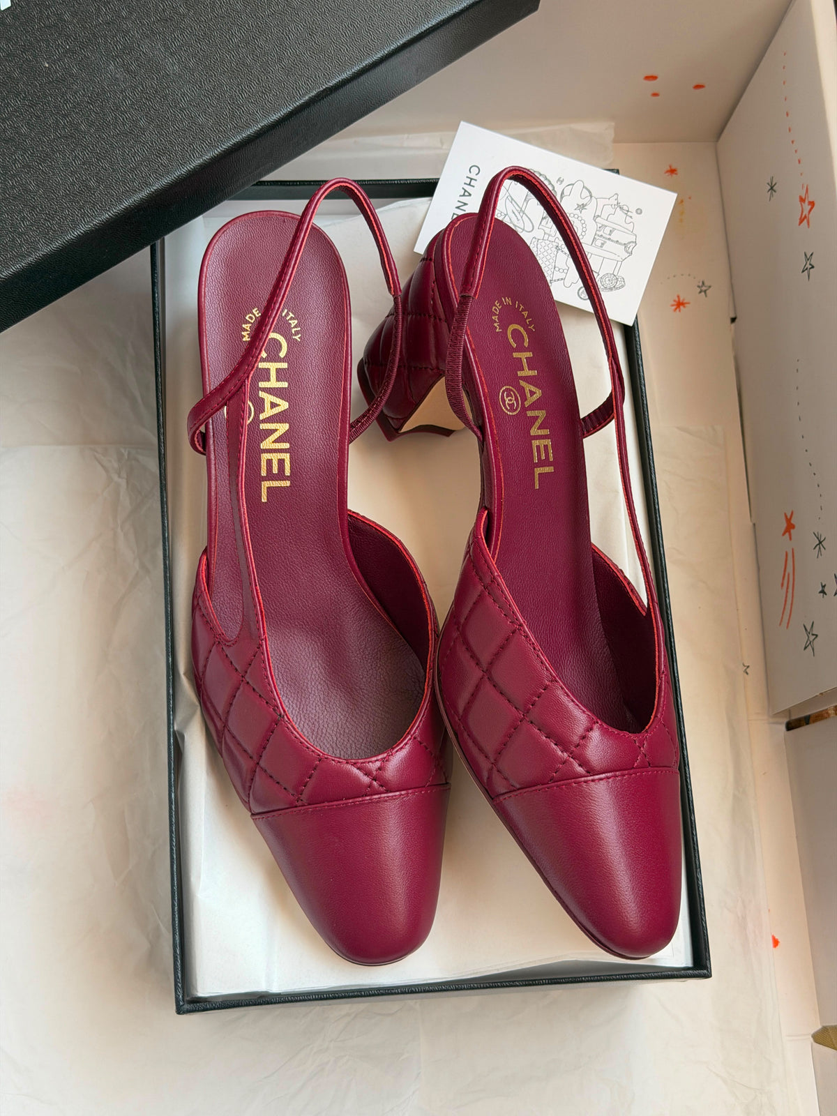 CHANEL Quilted Cap-Toe Slingback Pumps