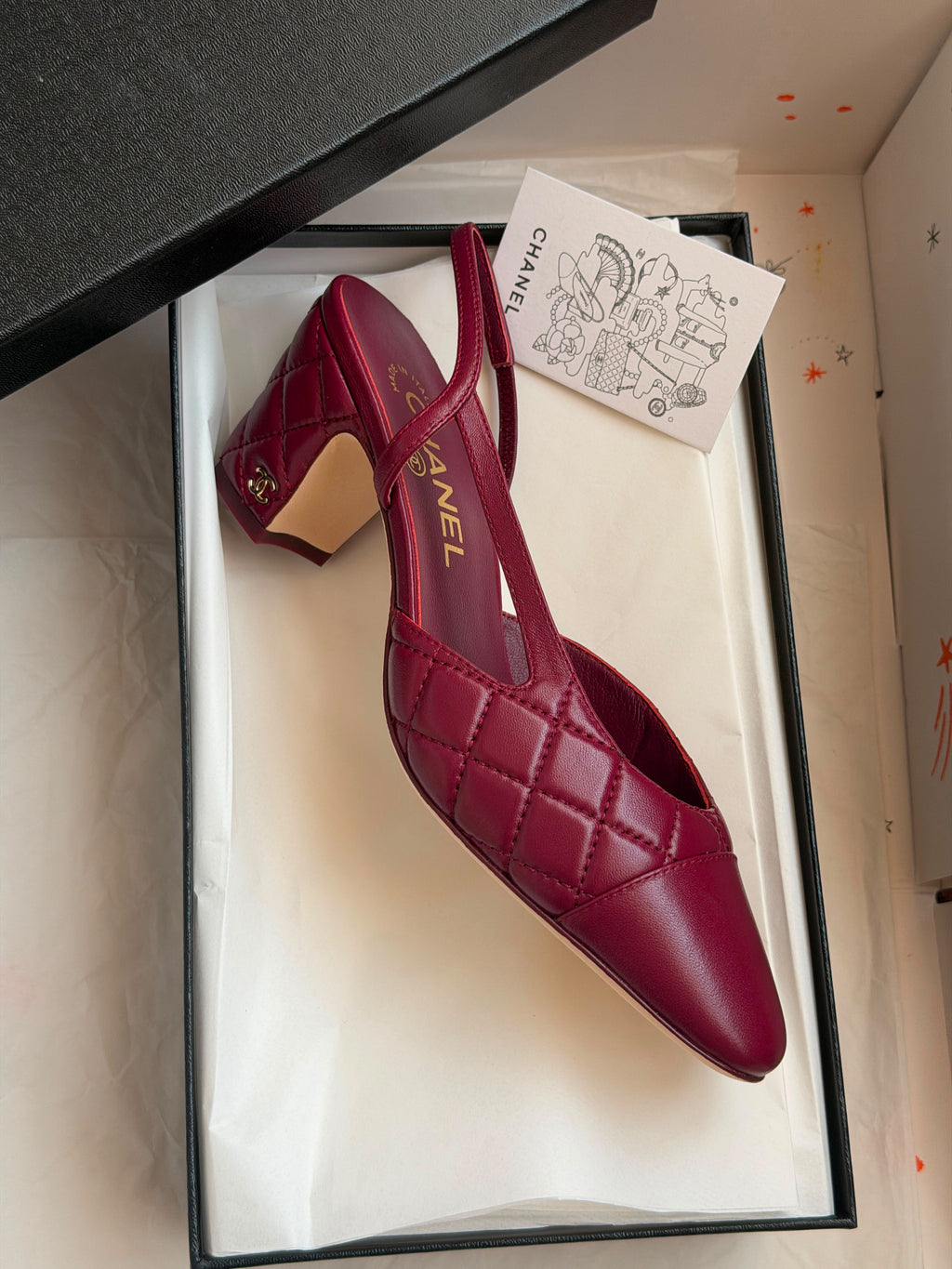 CHANEL Quilted Cap-Toe Slingback Pumps