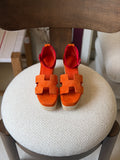 HERMES H-Strap Espadrille Platform Sandals