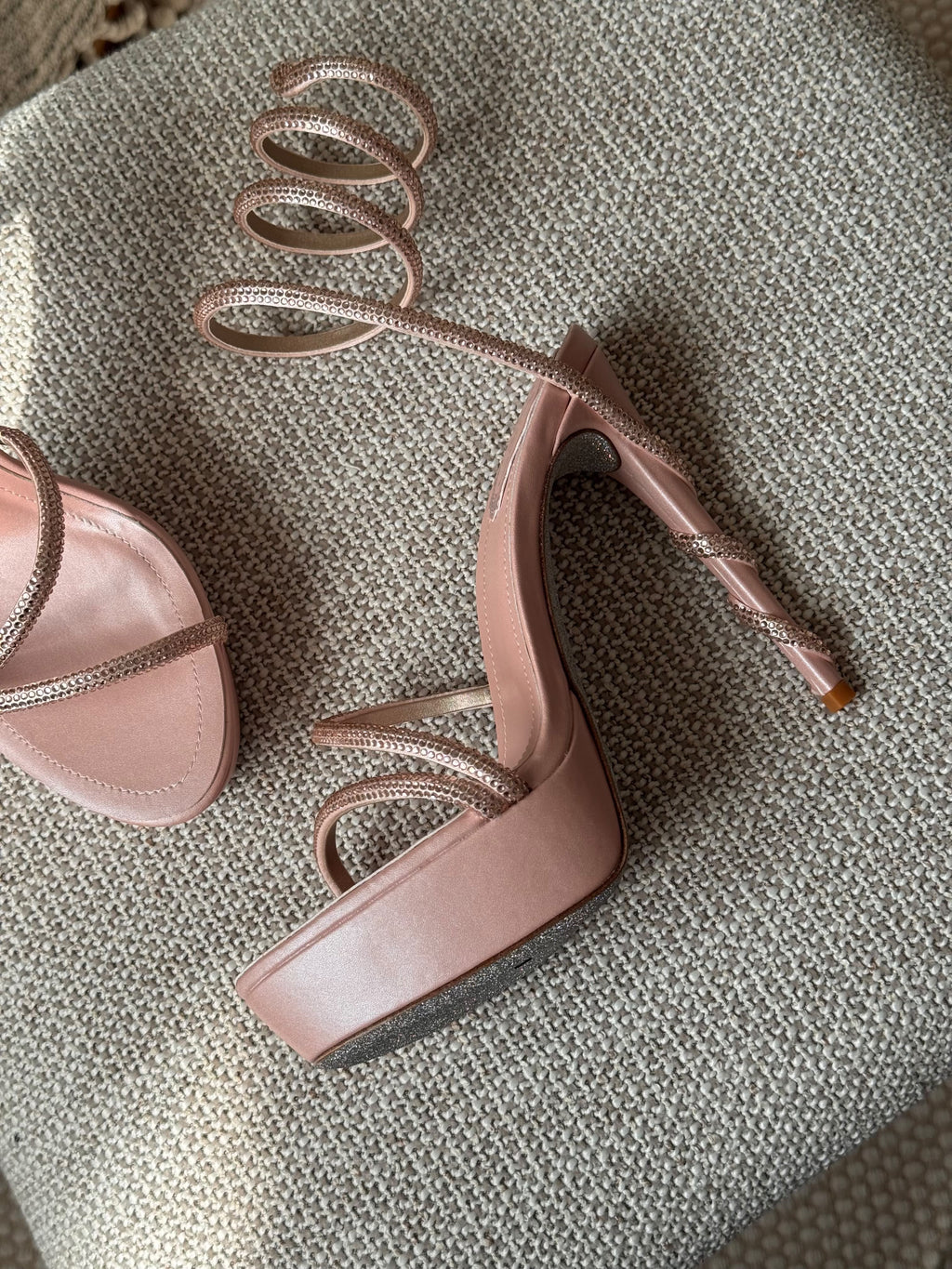 Rene Caovilla Crystal Spiral Platform Sandals