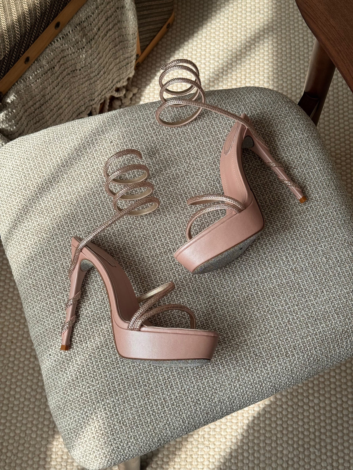 Rene Caovilla Crystal Spiral Platform Sandals