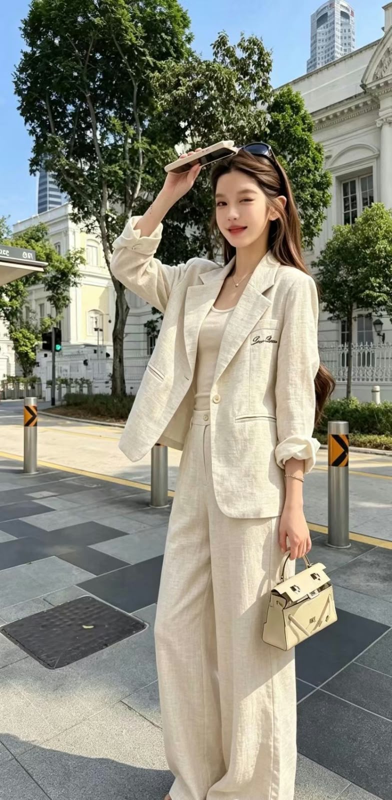 Loro Piana Blazer and Wide-Leg Trousers Set