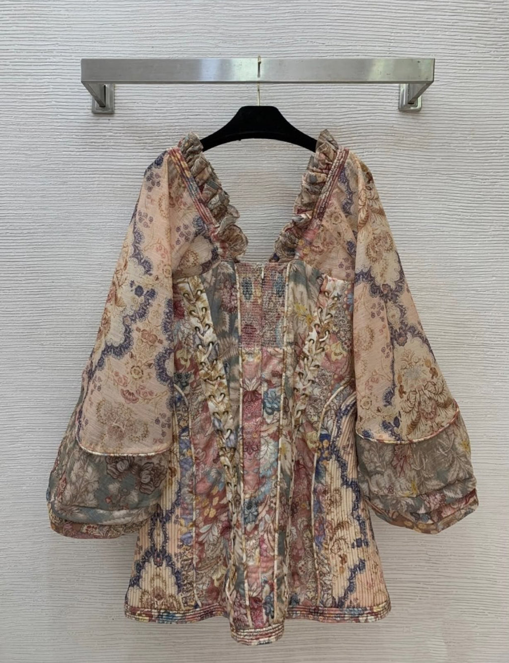 Zimmermann Printed Lace-Up Mini Dress