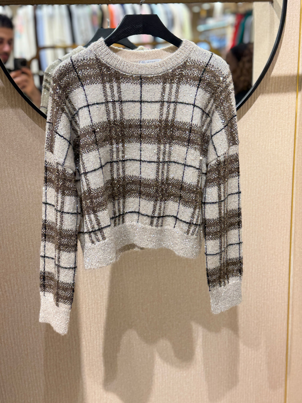 Brunello Cucinelli Checked Crewneck Sweater