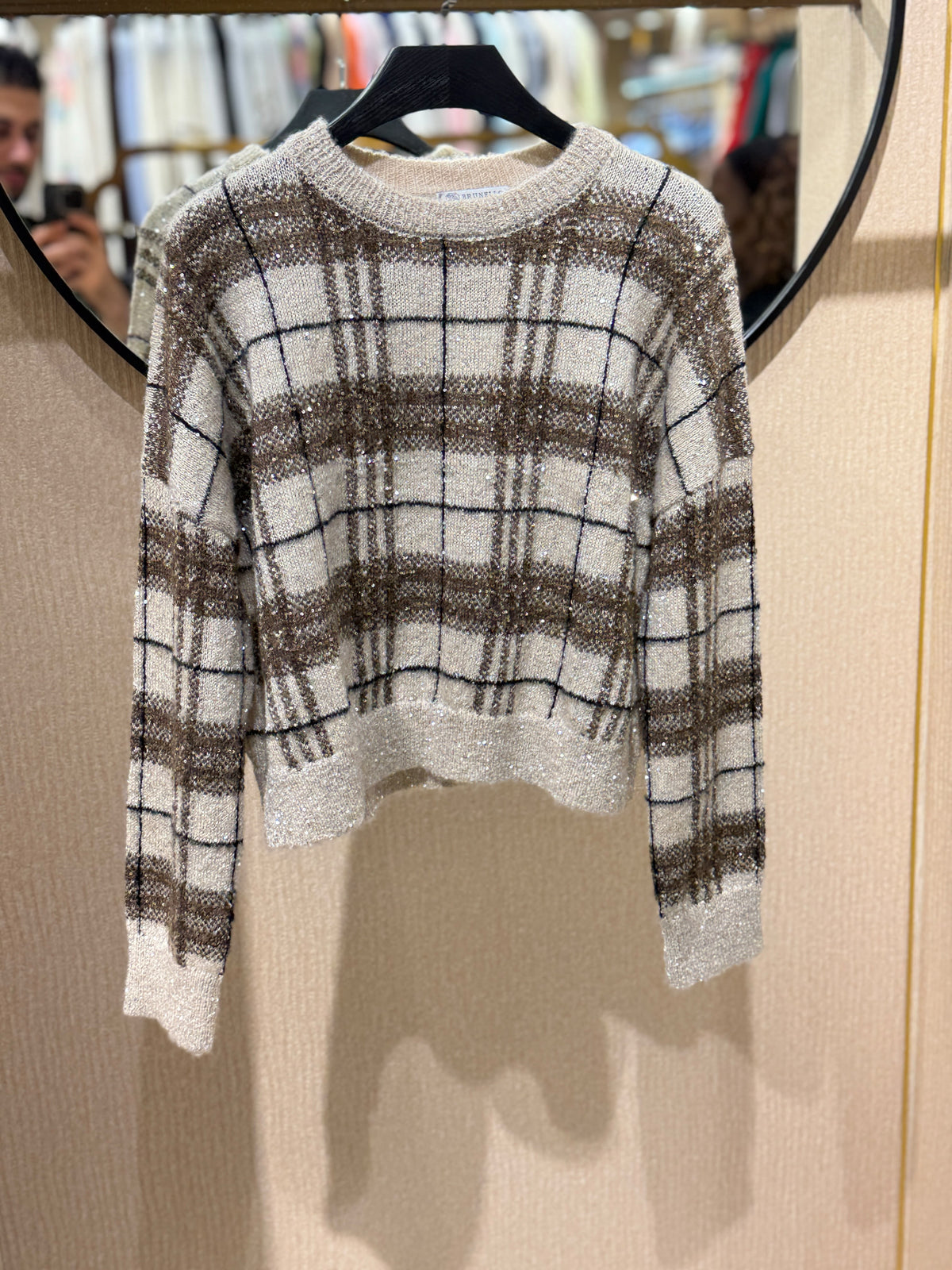 Brunello Cucinelli Checked Crewneck Sweater