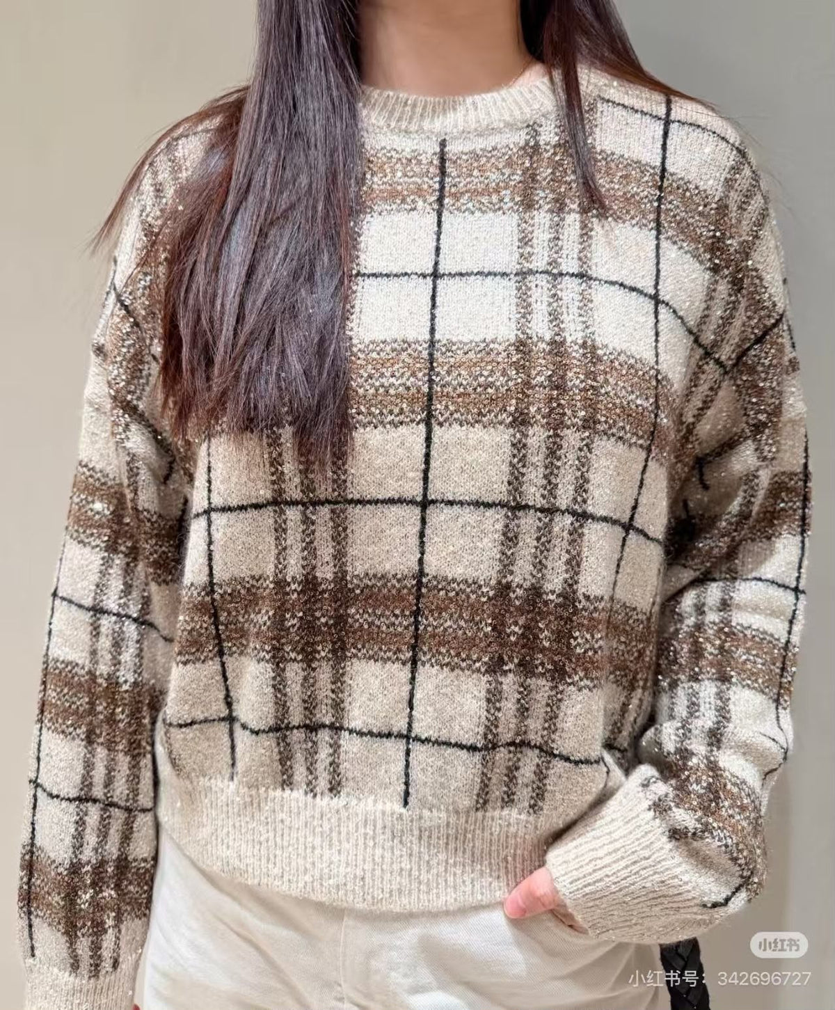 Brunello Cucinelli Checked Crewneck Sweater