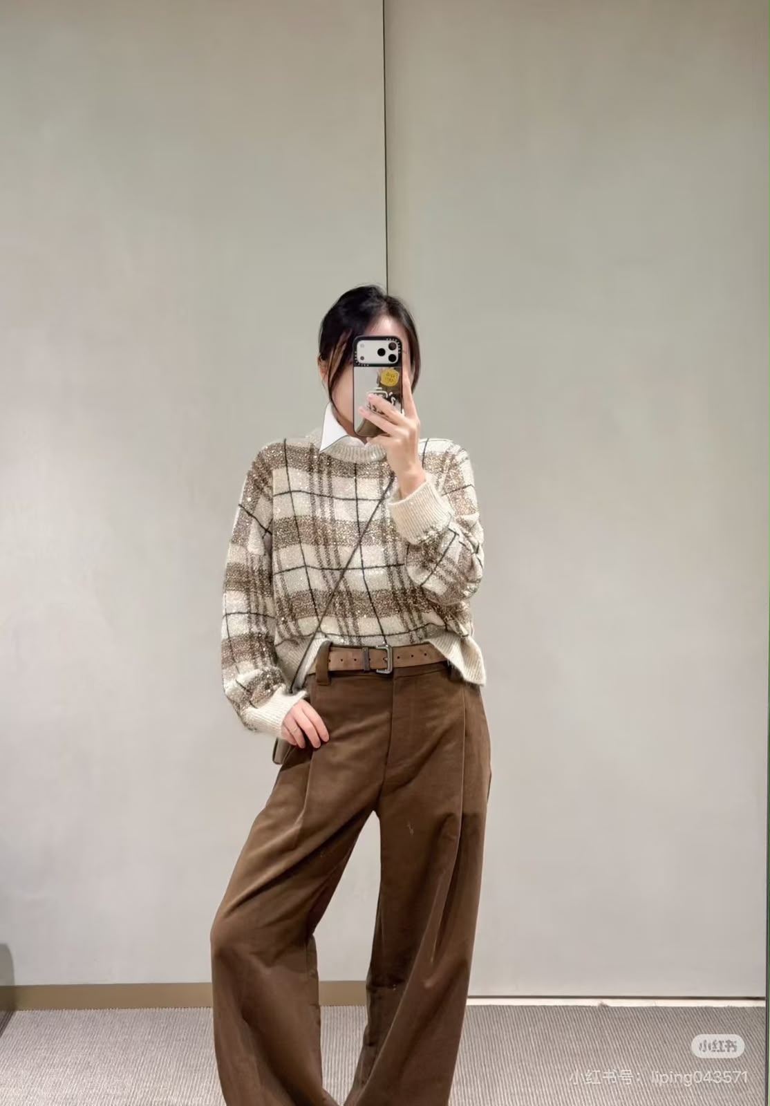 Brunello Cucinelli Checked Crewneck Sweater