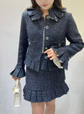 CHANEL Pleated-Trim Jacket and Mini Skirt Set