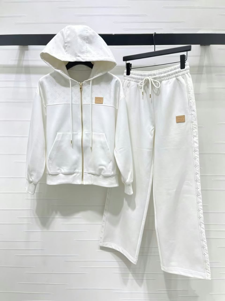 LV Monogram-Panel Zip Hoodie and Wide-Leg Trousers Set