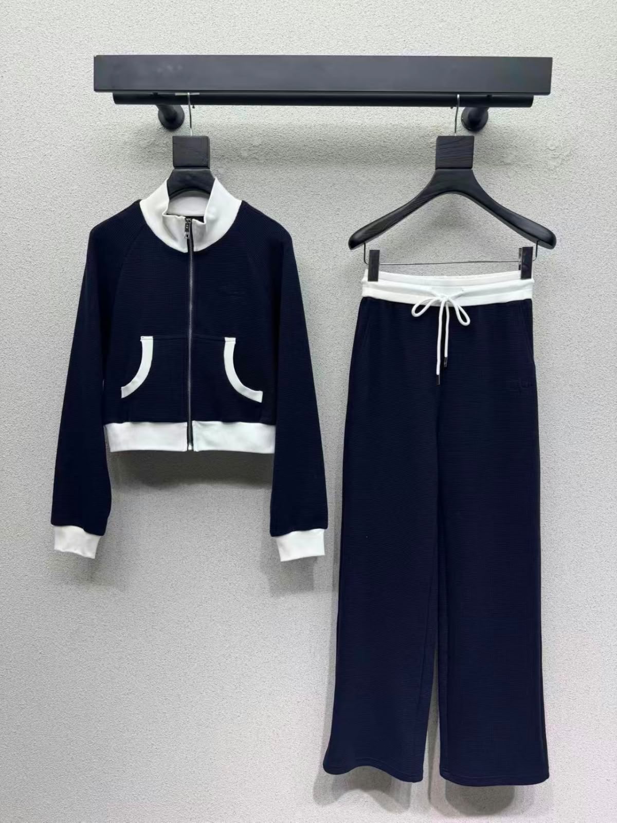 Dior Contrast-Trim Zip Jacket and Wide-Leg Trousers Set