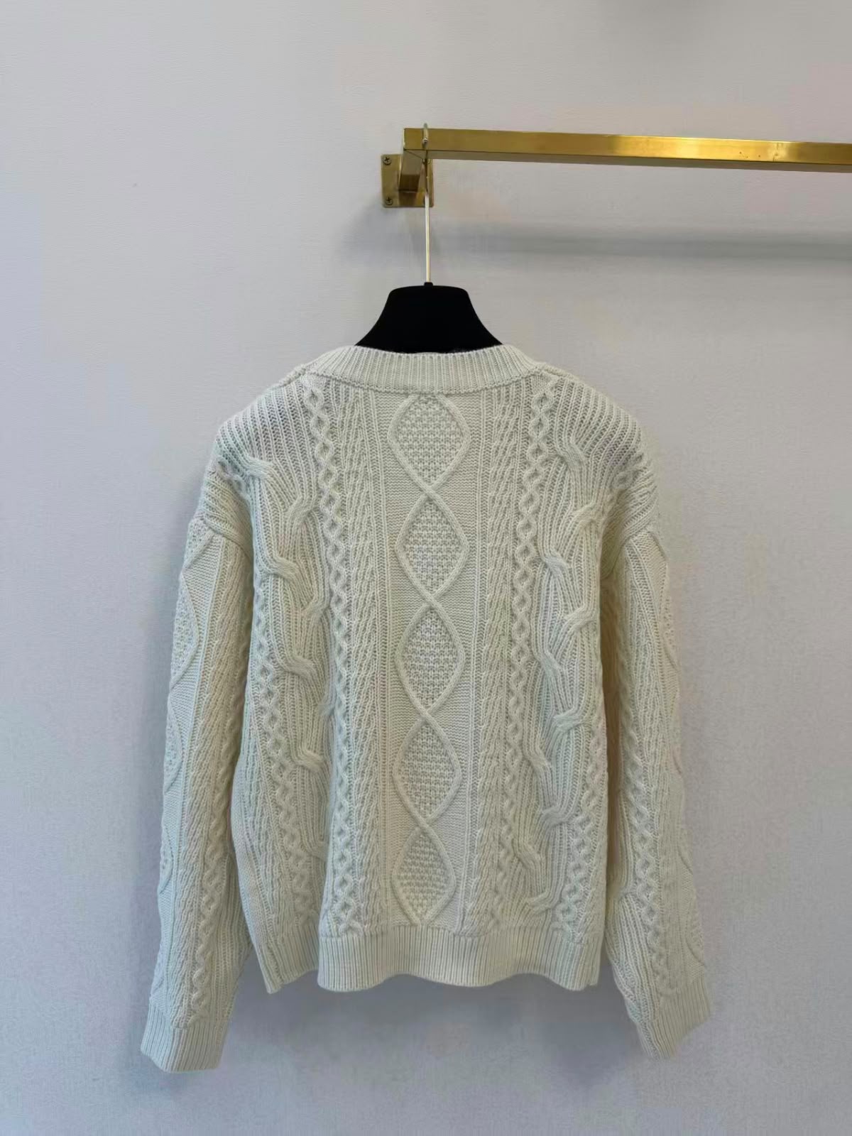 celine Cable-Knit Logo Crewneck Sweater