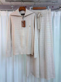Loro Piana Textured Zip Cardigan and Wide-Leg Trousers Set