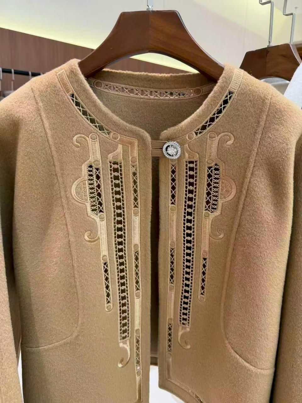 HERMES Openwork-Detail Collarless Jacket