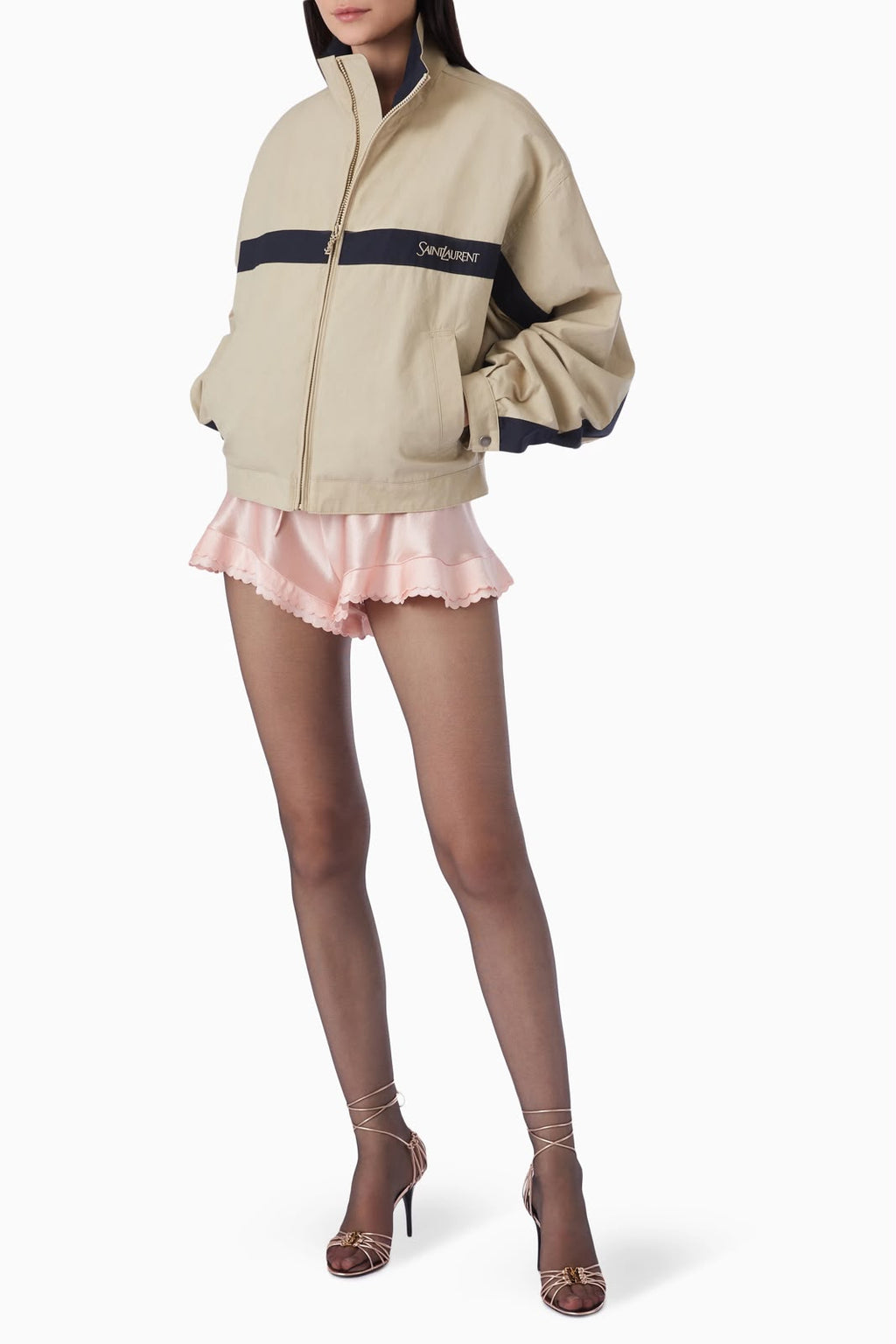 Saint Laurent Contrast-Stripe Zip Track Jacket