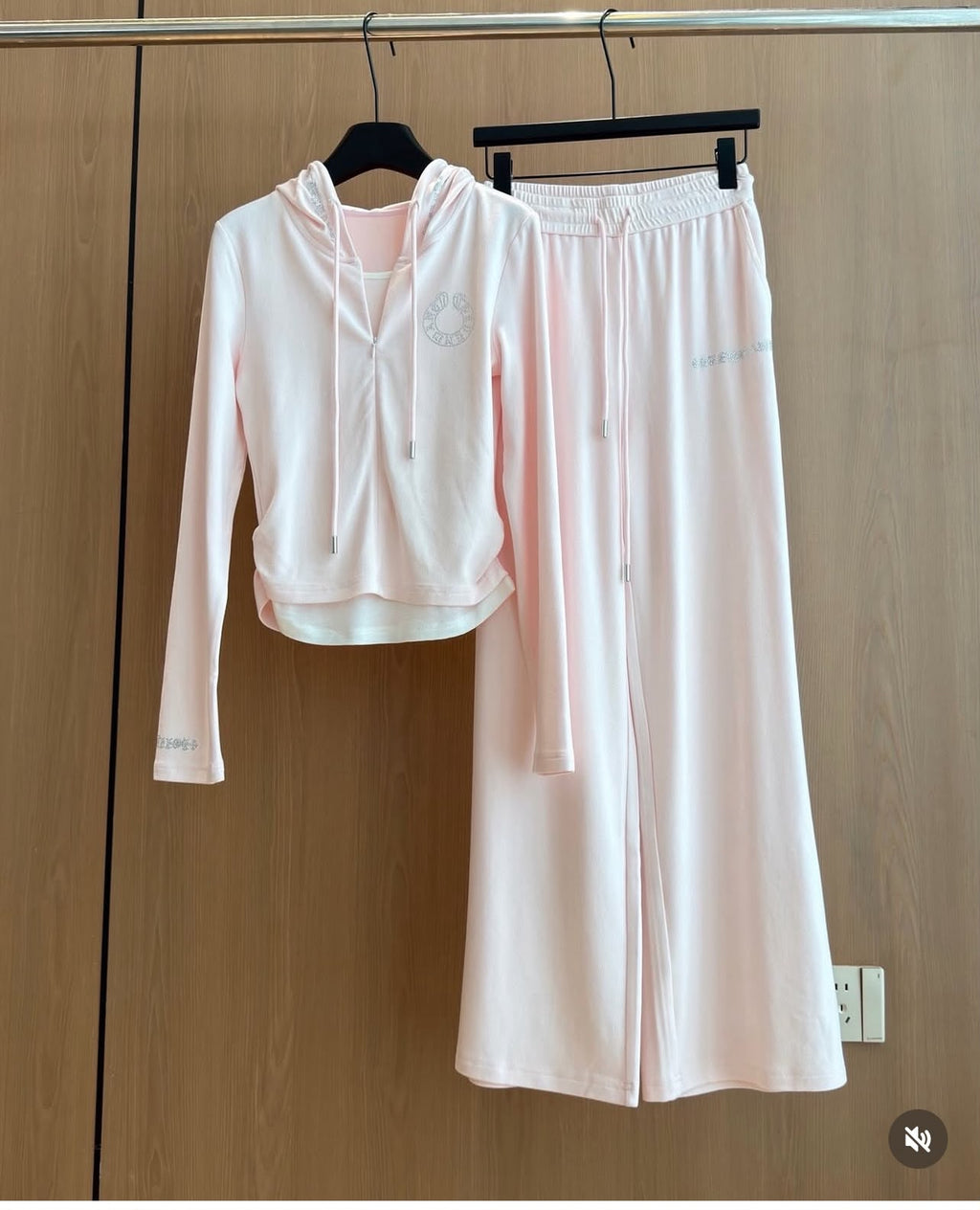 Chrome Zip Hoodie and Wide-Leg Trousers Set