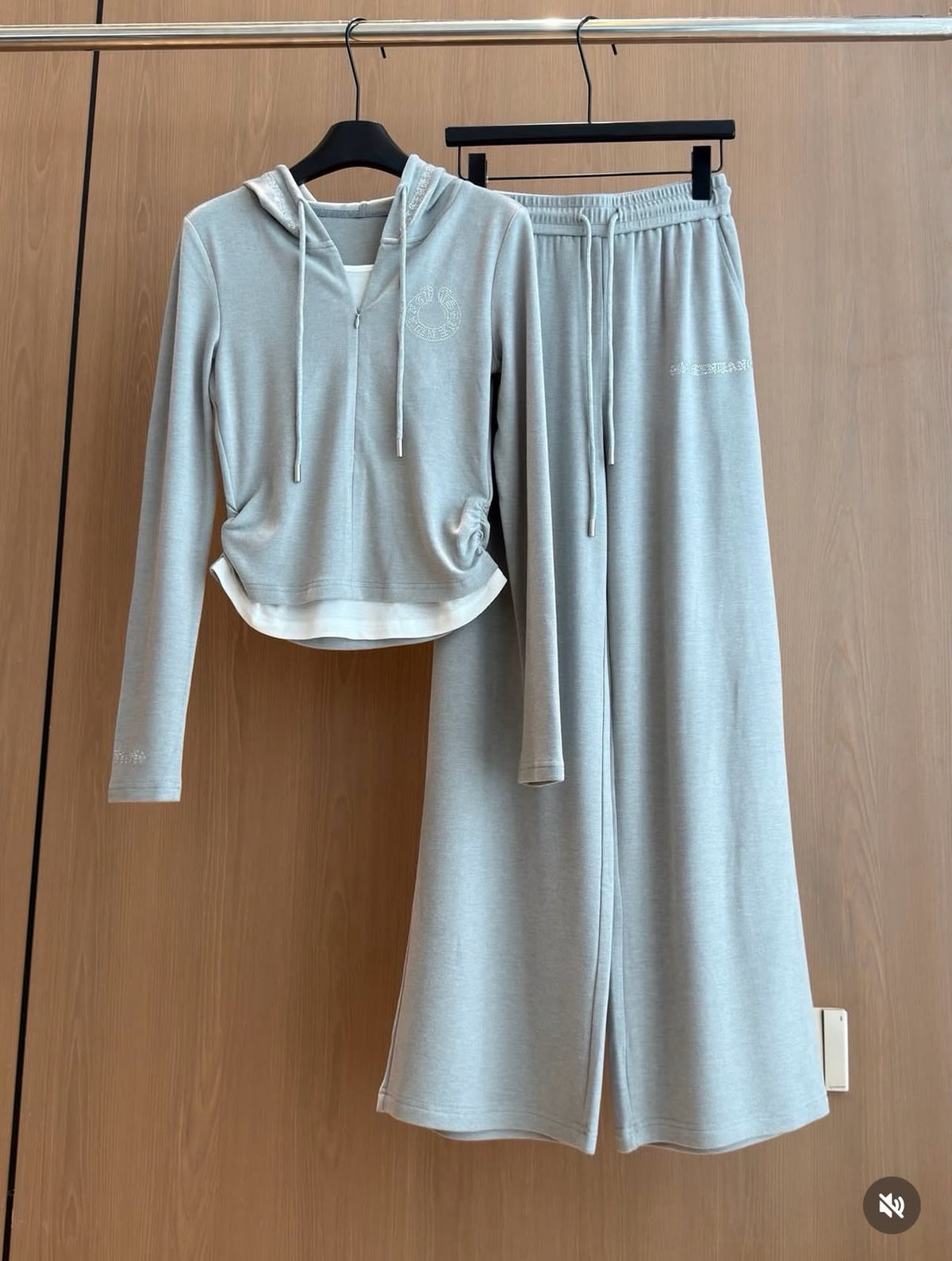 Chrome Zip Hoodie and Wide-Leg Trousers Set