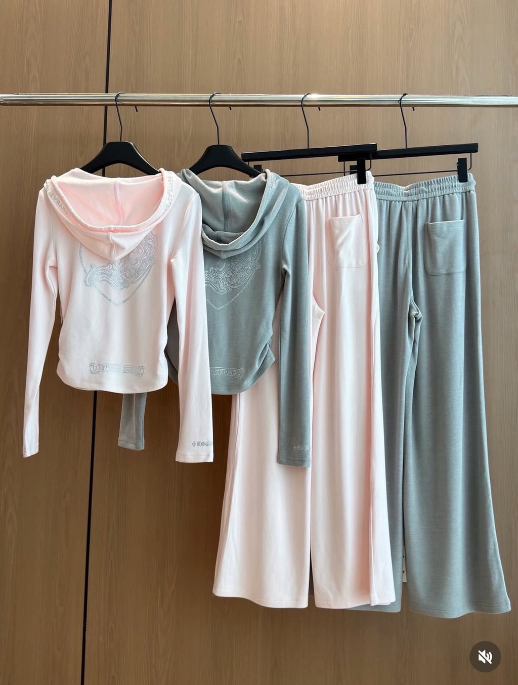 Chrome Zip Hoodie and Wide-Leg Trousers Set