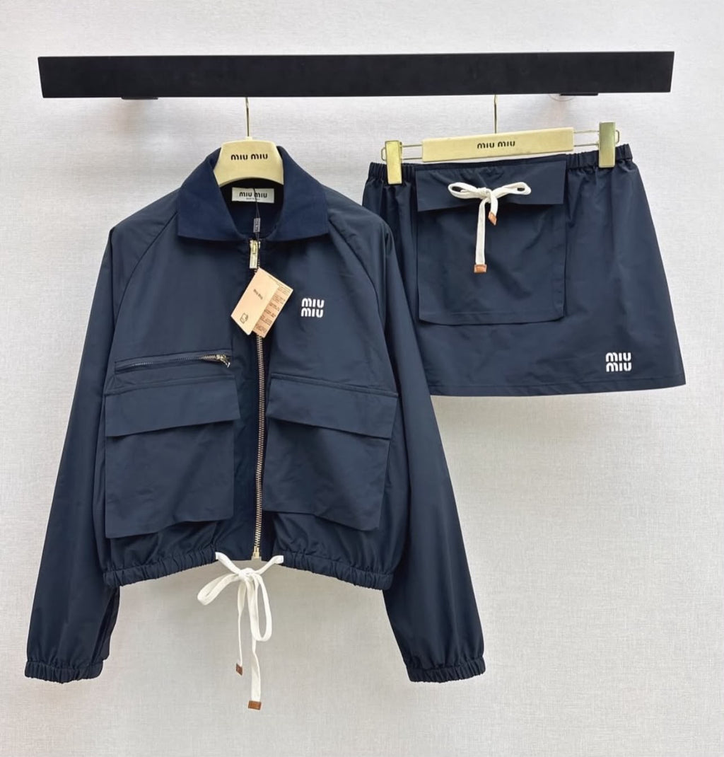 Miu Miu Pocket Zip Jacket and Mini Skirt Set