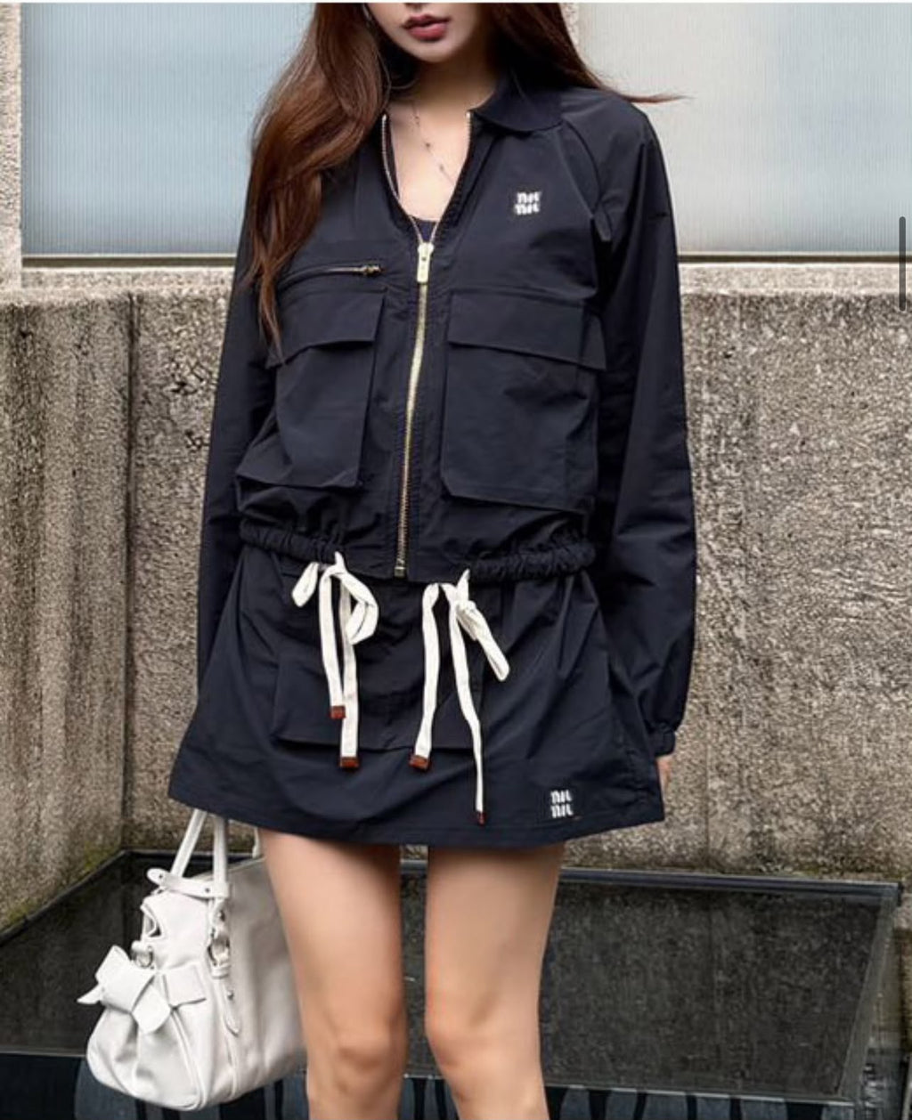 Miu Miu Pocket Zip Jacket and Mini Skirt Set
