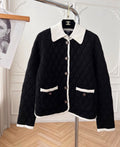 CHANEL Diamond-Pattern Contrast-Trim Jacket