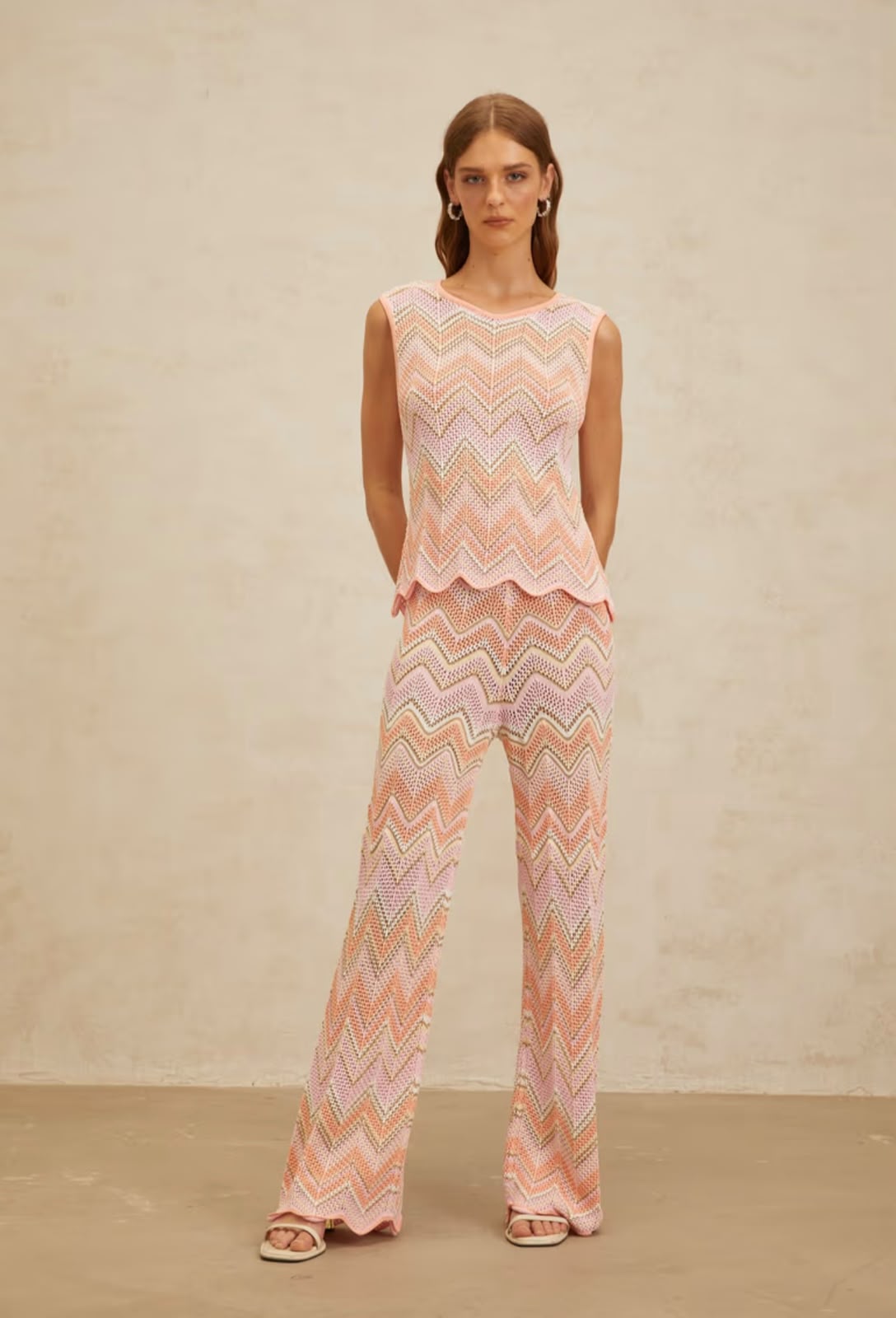 Missoni Zigzag Sleeveless Scalloped Top and Trousers Set