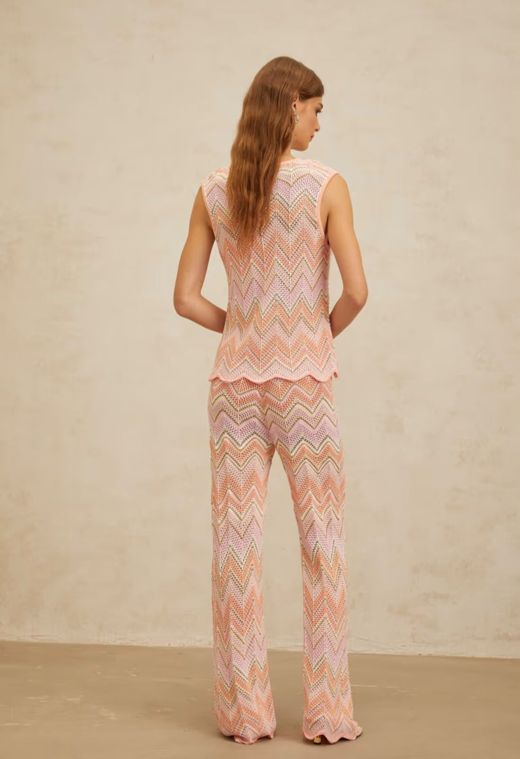 Missoni Zigzag Sleeveless Scalloped Top and Trousers Set