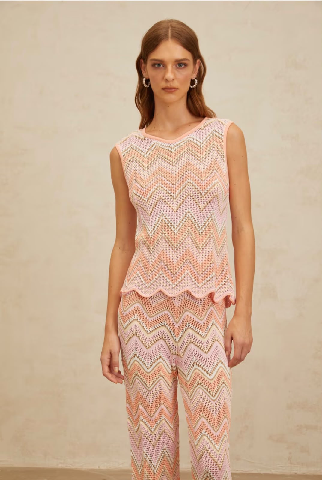 Missoni Zigzag Sleeveless Scalloped Top and Trousers Set