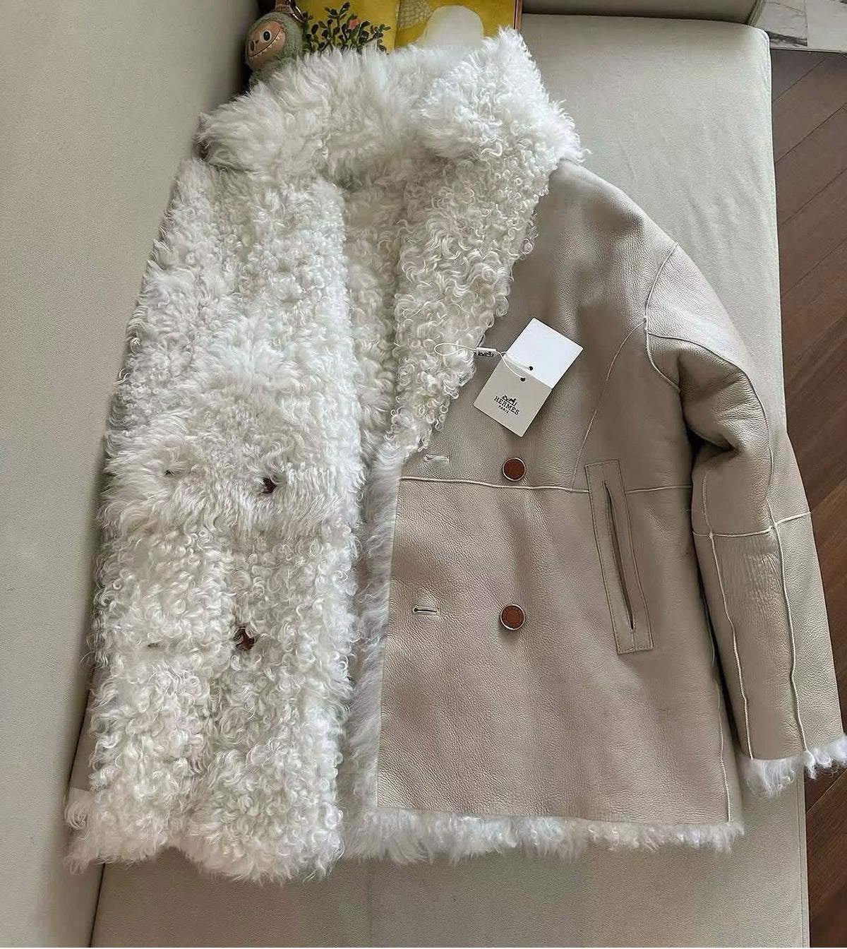 HERMES Textured Contrast-Panel Jacket