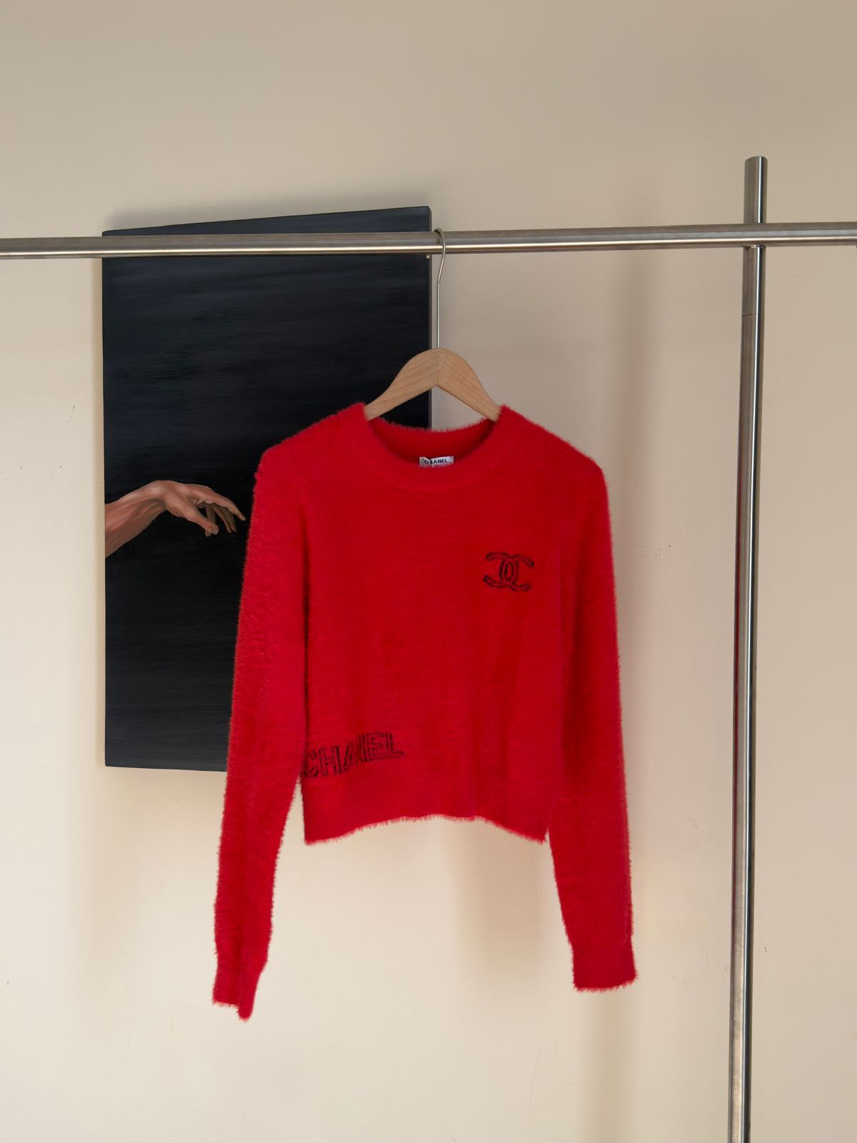 CHANEL Logo Crewneck Cropped Sweater