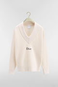 Dior Ribbed V-Neck Logo Sweater