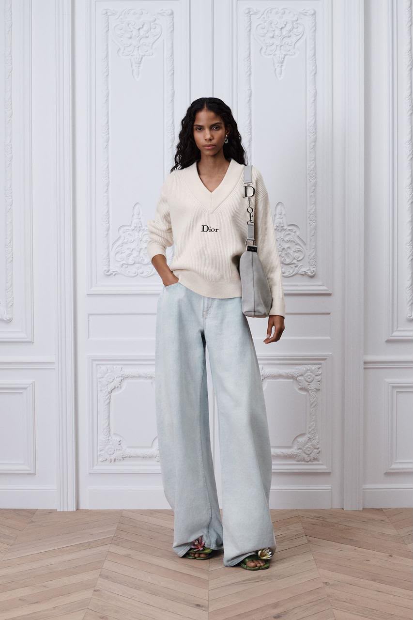 Dior Ribbed V-Neck Logo Sweater