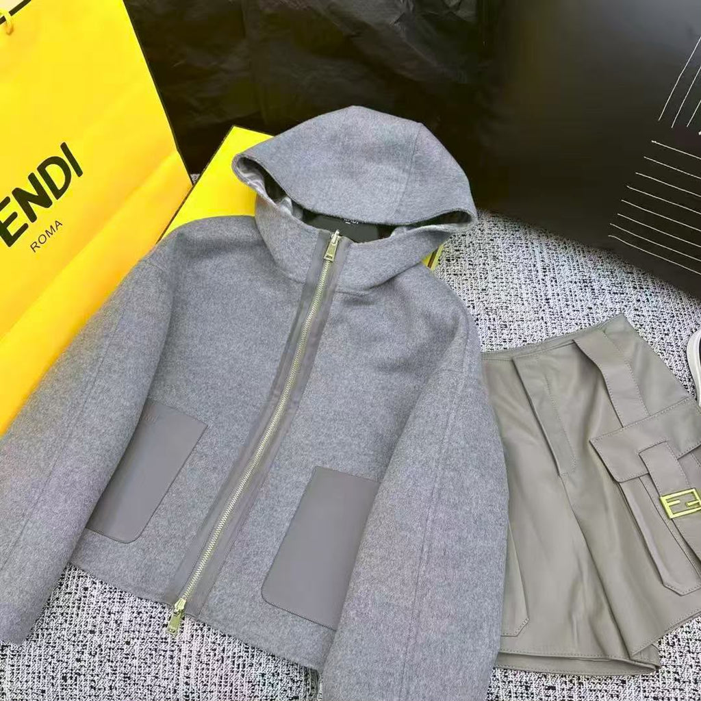 FENDI FF-Pattern Hooded Zip Jacket