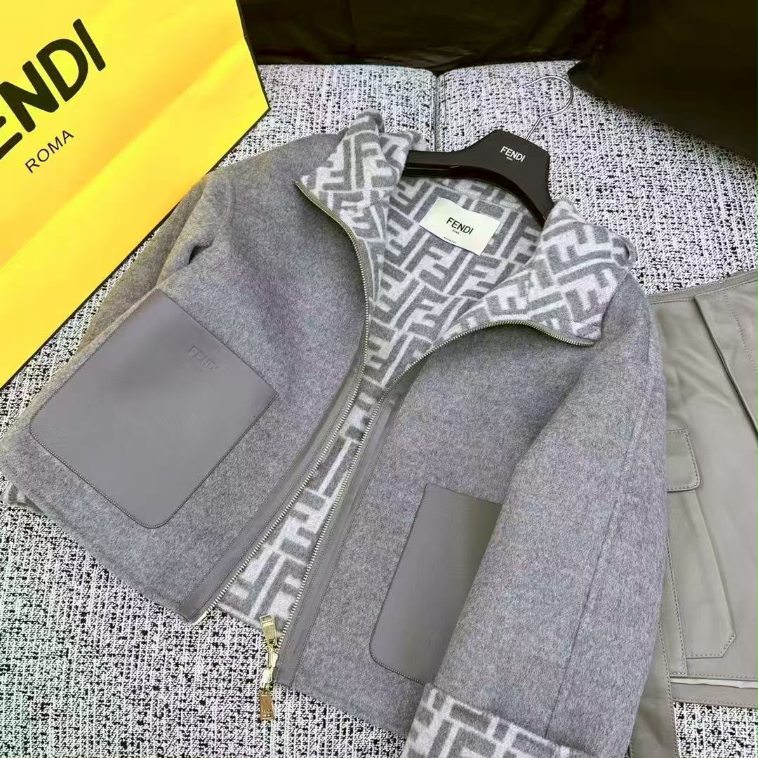 FENDI FF-Pattern Hooded Zip Jacket