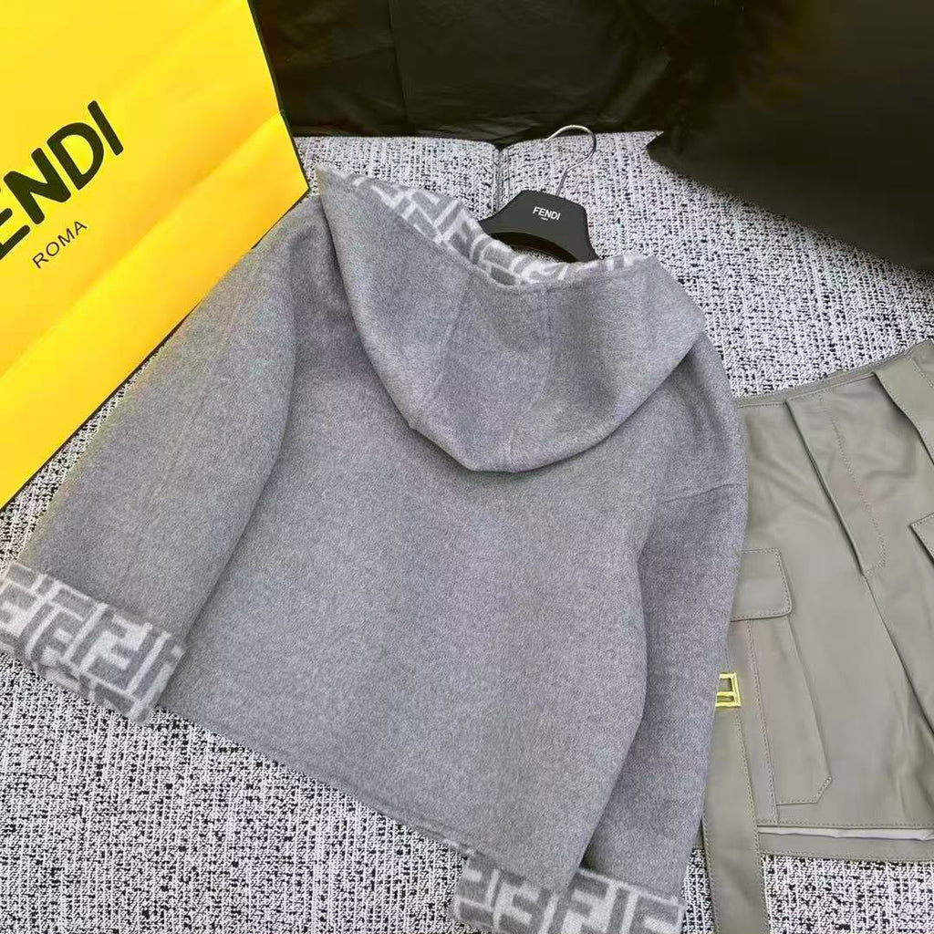 FENDI FF-Pattern Hooded Zip Jacket